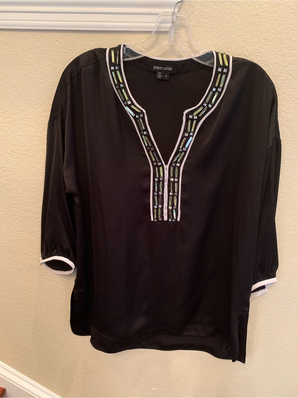 Paperulike Black Embellished V-Neck Tunic - Picture 7 of 8